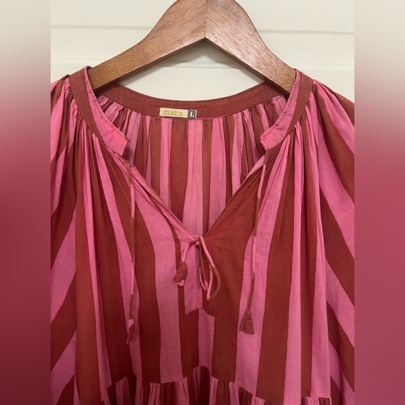 *SOLD* MATTA Jaya Riviera Dress, Barbie pink + brick red stripes - Picture 5 of 7